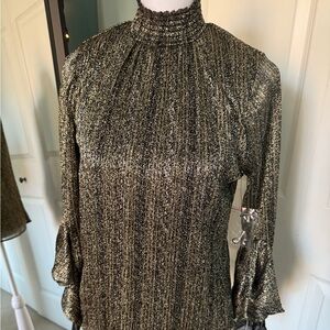 Vince Camuto Shimmering Black and Gold Blouse - xs